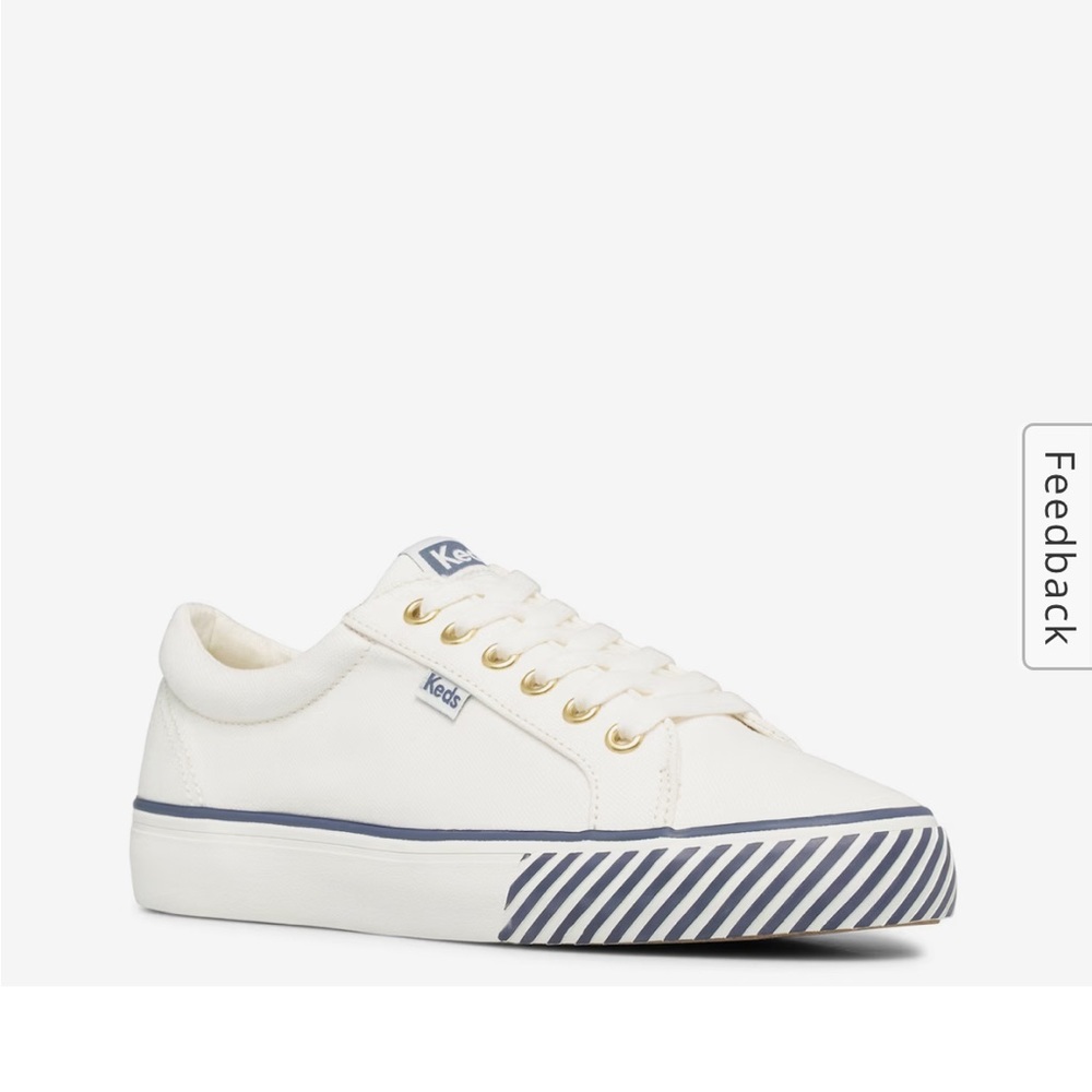 Keds white sneaker. NEVER WORN, STILL IN BOX.